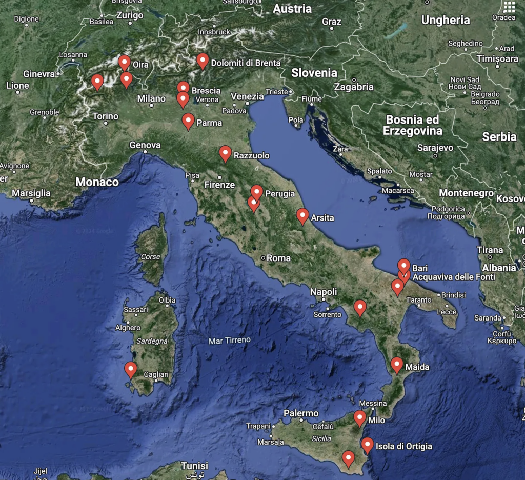 La mappa dei festival musicali italiani realizzata per i Dispacci